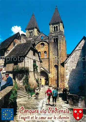 AK / Ansichtskarte Conques_Aveyron Eglise L esprit et le coeur sur le chemin de Saint Jacques de Compostelle Conques Aveyron