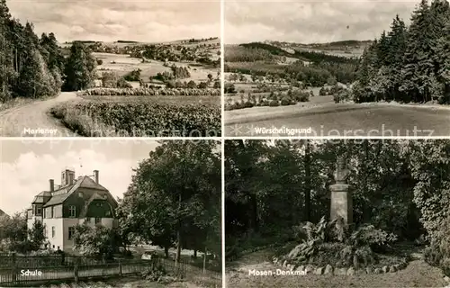 AK / Ansichtskarte Marieney Landschaftspanorama Wuerschnitzgrund Schule Mosen Denkmal Bueste Marieney