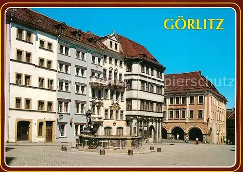 AK / Ansichtskarte Goerlitz_Sachsen Die Zeile mit Neptunbrunnen Goerlitz Sachsen