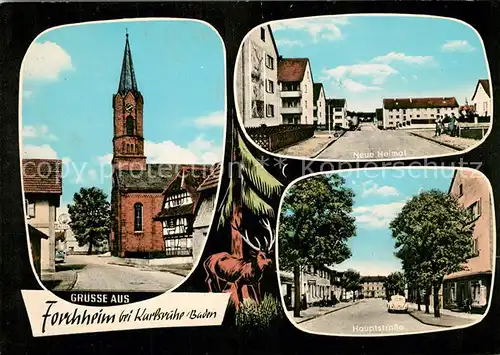 AK / Ansichtskarte Forchheim_Breisgau Neue Heimat Kirche Hauptstrasse Forchheim Breisgau