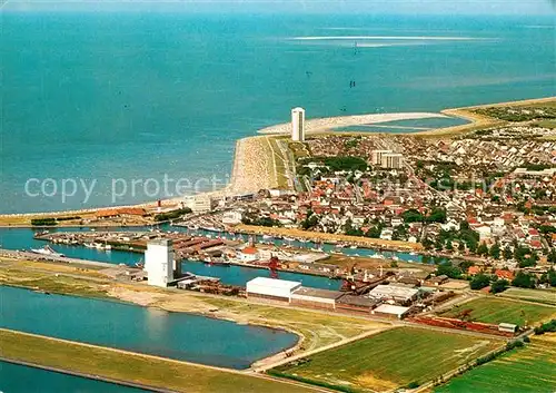 AK / Ansichtskarte Buesum_Nordseebad Hafenanlagen Fliegeraufnahme Buesum_Nordseebad