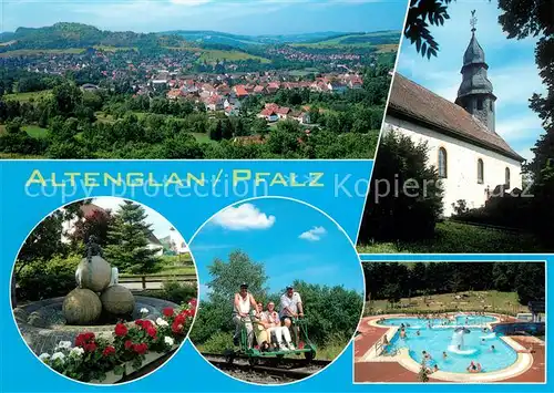 AK / Ansichtskarte Altenglan Panorama Kirche Brunnen Freibad Draisine Altenglan