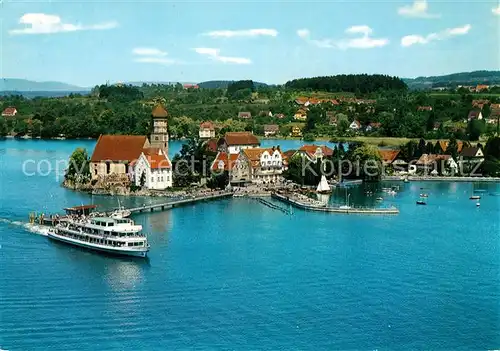 AK / Ansichtskarte Wasserburg_Bodensee Fliegeraufnahme mit Bodenseefaehre Wasserburg Bodensee