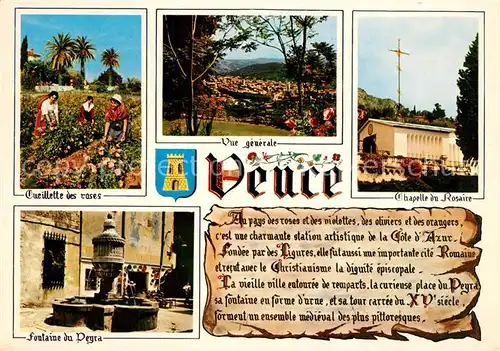 AK / Ansichtskarte Vence la Jolie Gueilette des roses Vue generale Chapelle Rosaire Fontaine du Peyra Vence la Jolie