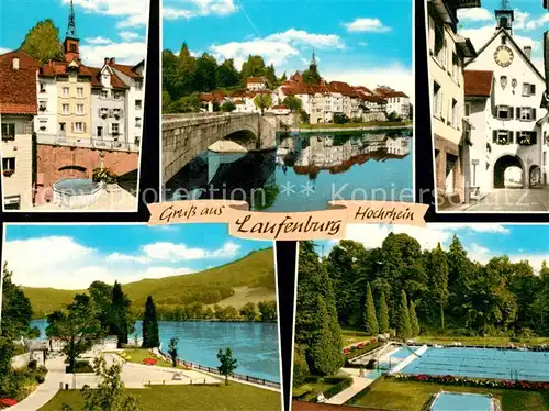 AK / Ansichtskarte Laufenburg_Baden Brunnen Rheinbruecke Stadttor Rheinpartie Schwimmbad Laufenburg_Baden