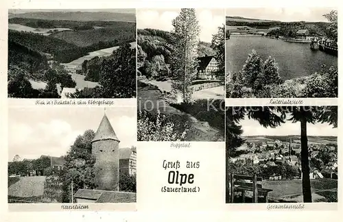 AK / Ansichtskarte Olpe_Biggesee Bieketal Erzgebirge Biggetal Ristertalsperre Hexenturm Panorama Olpe Biggesee