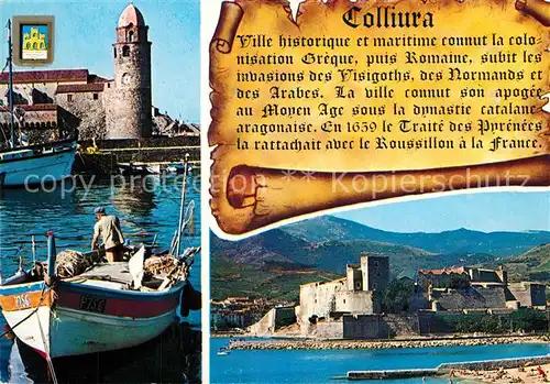 AK / Ansichtskarte Collioure Celebre port Catalan Vue sur le Clocher de leglise paroissiale Collioure