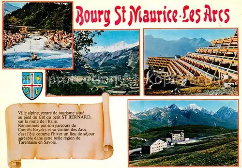 AK / Ansichtskarte Bourg Saint Maurice Les Arcs Ville alpine centre de tourisme situe Col du petit St Bernard Canoes Kayaks Bourg Saint Maurice