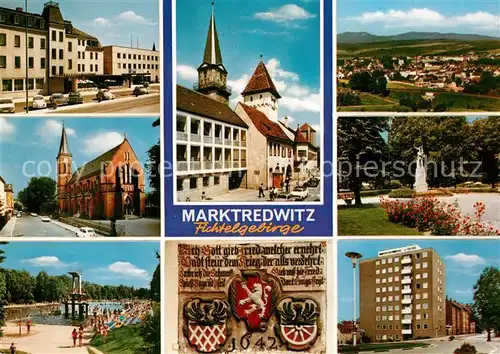 AK / Ansichtskarte Marktredwitz Hotel Kirche Rathaus Panorama Park Schwimmbad Hochhaus Marktredwitz