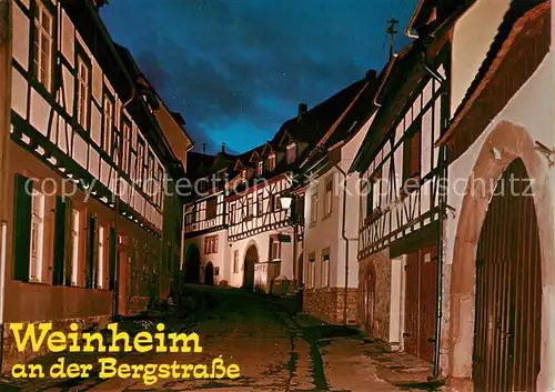 AK / Ansichtskarte Weinheim_Bergstrasse Judengasse bei Nacht Altstadt Weinheim_Bergstrasse