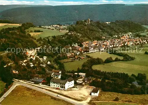 AK / Ansichtskarte Helmarshausen mit Krukenburg Fliegeraufnahme Helmarshausen