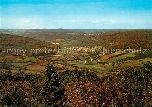 AK / Ansichtskarte Riedenberg_Rhoen Panorama Blick vom Berghaus Rhoen Sinntal Autobahnbruecke Riedenberg Rhoen