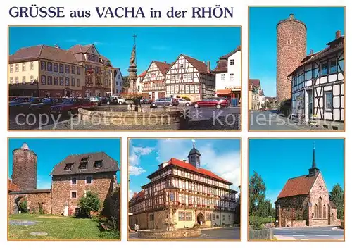 AK / Ansichtskarte Vacha Vitusbrunnen Markt Hotel Adler Widemarkter Strasse Storchenturm Burg Wendelstein Rathaus Klosterkirche Vacha