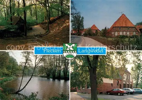 AK / Ansichtskarte Langwedel Alte Schule Daverden Freilichtbuehne Voelkersen Bauernhaus Cluvenhagen Alte Aller Langwedel