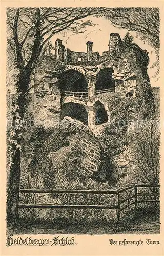 AK / Ansichtskarte Heidelberg_Neckar Heidelberger Schloss Gesprengter Turm Heidelberg Neckar