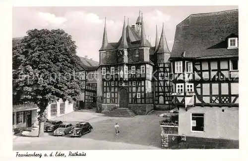 AK / Ansichtskarte Frankenberg_Eder Rathaus Altstadt Fachwerkhaeuser Frankenberg Eder