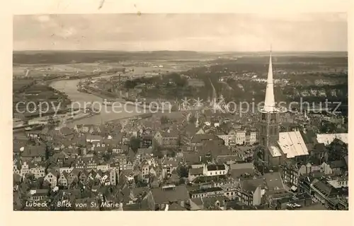 AK / Ansichtskarte Luebeck Panorama Blick von St Marien Kirche Luebeck