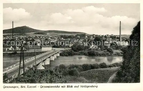 AK / Ansichtskarte Gensungen Gesamtansicht mit Blick auf Heiligenberg Ederbruecke Gensungen