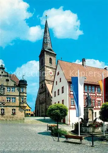 AK / Ansichtskarte Eschenbach_Wolframs Liebfrauenmuenster Altes Rathaus Wolframs Denkmal Fahnen Eschenbach Wolframs