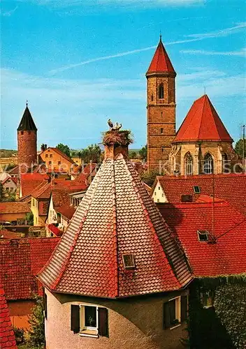 AK / Ansichtskarte Gunzenhausen_Altmuehlsee Storchenidyll Faerberturm Stadtkirche Gunzenhausen Altmuehlsee