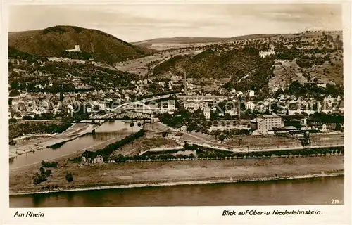 AK / Ansichtskarte Oberlahnstein Rheinpartie mit Niederlahnstein Oberlahnstein