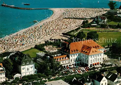 AK / Ansichtskarte Travemuende_Ostseebad Casino Strand Fliegeraufnahme Travemuende_Ostseebad