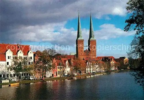 AK / Ansichtskarte Luebeck Obertrave mit Blick auf den Dom Hansestadt Luebeck