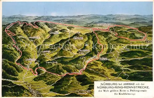 AK / Ansichtskarte Nuerburg Panoramakarte mit der Nuerburg Ring Rennstrecke Nuerburg