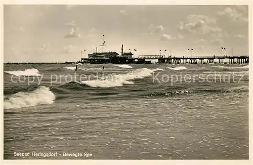 AK / Ansichtskarte Heringsdorf_Ostseebad_Usedom Seebruecke Brandung Heringsdorf_Ostseebad