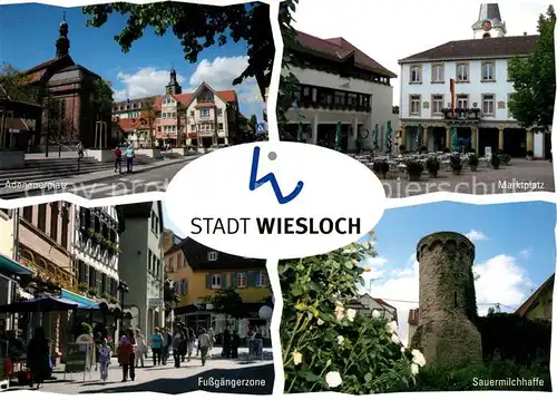 AK / Ansichtskarte Wiesloch Adenauerplatz Marktplatz Fussgaengerzone Sauermilchhaffe Turm Wiesloch