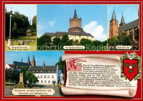 AK / Ansichtskarte Kleve Amphitheater Schwanenburg Stiftskirche Denkmal Grosser Kurfuerst Marstall Stiftskirche Chronik Kleve