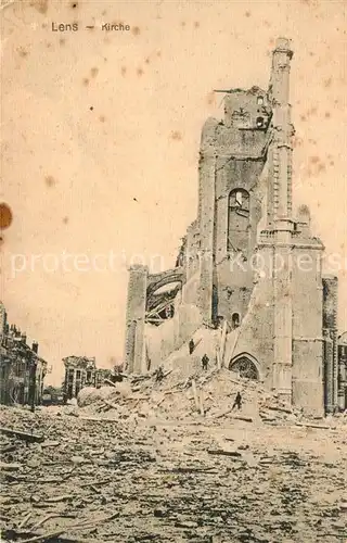 AK / Ansichtskarte Lens_Hainaut Im WK1 zerstoerte Kirche Lens Hainaut