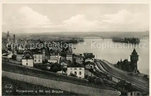 AK / Ansichtskarte Ruedesheim_Rhein Panorama Bruecke Ruedesheim Rhein