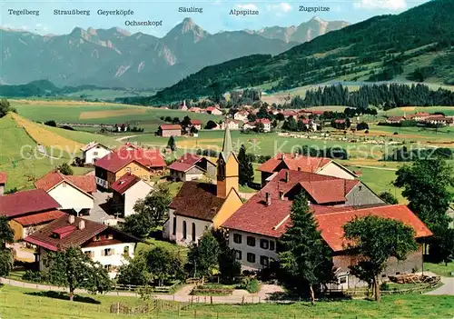 AK / Ansichtskarte Faistenoy Ortsansicht mit Kirche Alpenpanorama Faistenoy