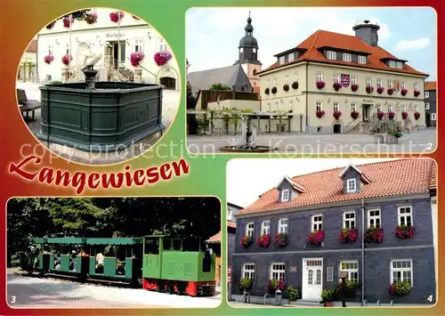 AK / Ansichtskarte Langewiesen Schwanenbrunnen Marktplatz Rathaus Eisenbahn Schaubergwerk Heinse Haus Langewiesen