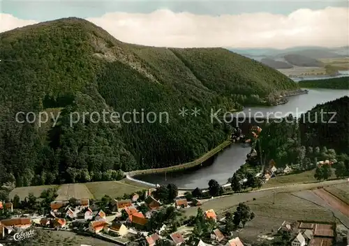 AK / Ansichtskarte Helminghausen Sperrmauer Diemelsee Fliegeraufnahme Helminghausen