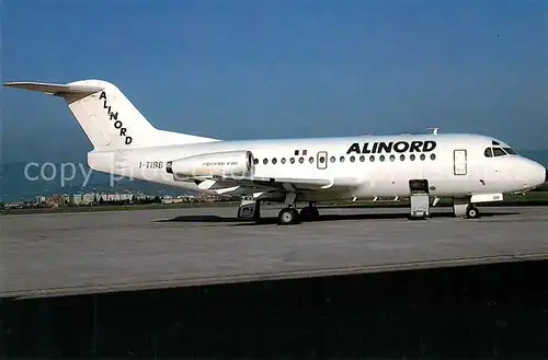 AK / Ansichtskarte Flugzeuge_Zivil Alinord Fokker F28 Mk 1000 I TIBB c n 11010 Flugzeuge Zivil