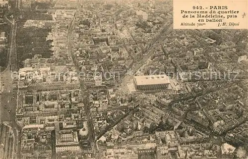 AK / Ansichtskarte Paris Panorama du quartier de la Madeleine pris en ballon Paris