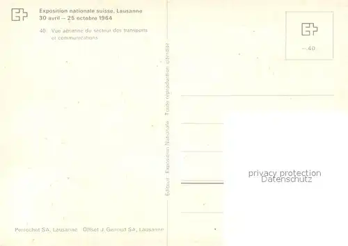 AK / Ansichtskarte Lausanne_VD Exposition nationale suisse Secteur des transports et communications vue aerienne Lausanne VD