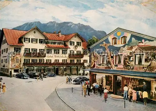 AK / Ansichtskarte Oberammergau Passionsspielort Hotel Wittelsbach Fresko Das Geluebde Oberammergau