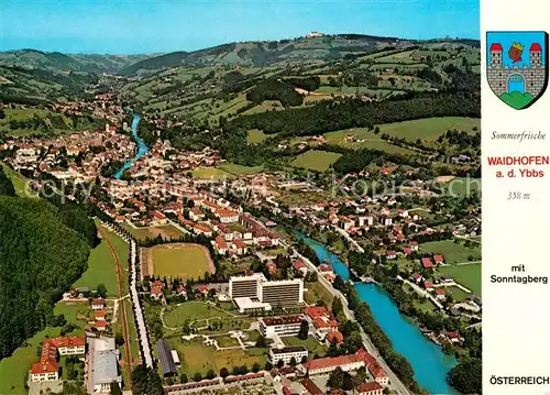 AK / Ansichtskarte Waidhofen_Ybbs Fliegeraufnahme Fremdenverkerhszentrum mit Sonntagberg Waidhofen Ybbs