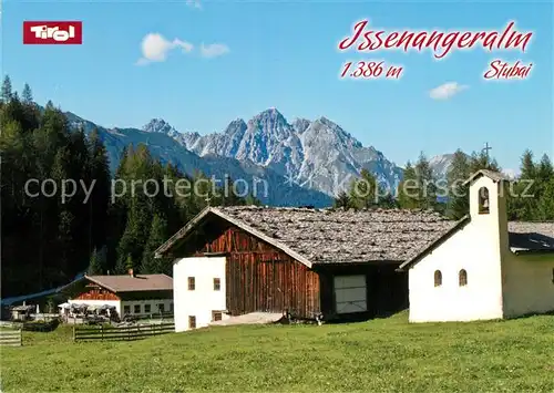 AK / Ansichtskarte Neustift_Stubaital_Tirol Issenanger Alm Pinnistal Kapelle Blick gegen Ampferstein und Marchreisenspitze Stubaier Alpen Neustift_Stubaital_Tirol