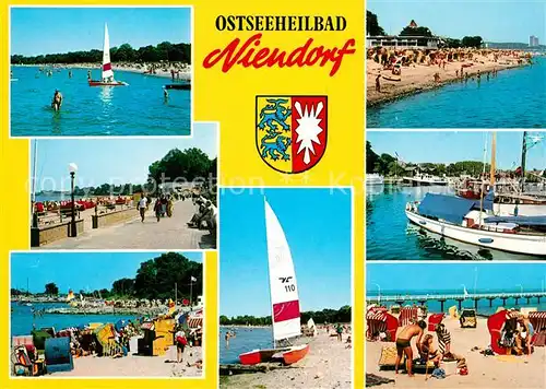 AK / Ansichtskarte Niendorf_Ostseebad Strand Seebruecke Hafen  Niendorf_Ostseebad