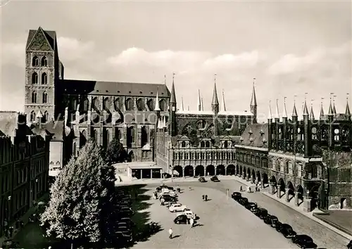 AK / Ansichtskarte Luebeck Marktplatz Marienkirche Rathaus Luebeck