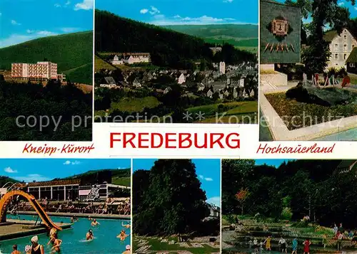 AK / Ansichtskarte Fredeburg_Schmallenberg Schwimmbad Kurpark Panorama Fredeburg_Schmallenberg