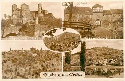 AK / Ansichtskarte Dilsberg Burgruine Tor und Jugendherberge Panorama Dilsberg