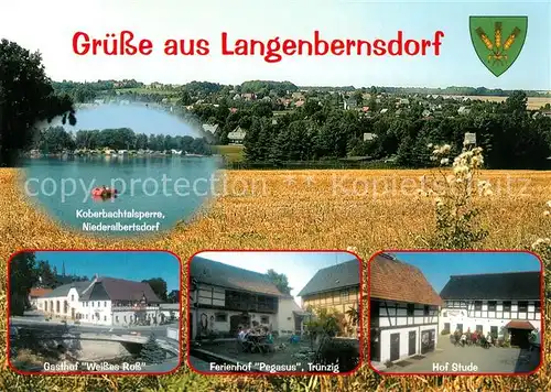 AK / Ansichtskarte Langenbernsdorf Koberbachtalsperre Niederalbertsdorf Gasthof Weisses Ross Hof Stude Ferienhof Pegsus Truenzig Langenbernsdorf