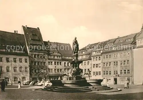 AK / Ansichtskarte Freiberg_Sachsen Obermarkt und Brunnendenkmal Freiberg Sachsen