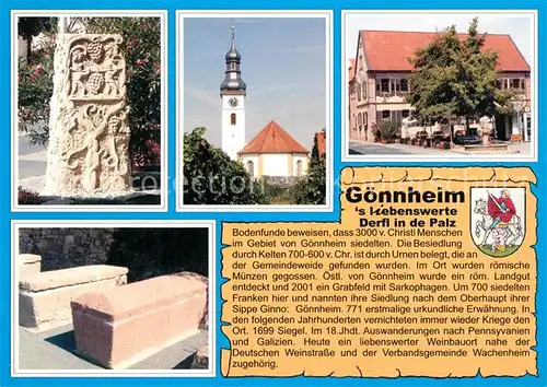 AK / Ansichtskarte Goennheim Plastik Kirche Gasthaus Sarkophage Goennheim