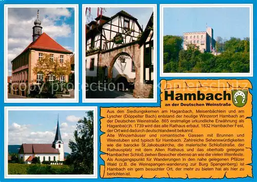 AK / Ansichtskarte Hambach_Neustadt Altes Rathaus Winzerhaus Torbogen Hambacher Schloss Kath Kirche St Jakobus Hambach_Neustadt